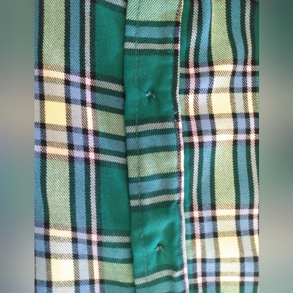 Vintage Handmade Men's Buttoned Down Shirt XL L/S  Collard Green Plaid - Picture 6 of 7